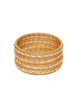 Dakkak Fashion 18K Gold Plated Cubic Crystal Stone High Finishing 4 pcs Bangles, DK09